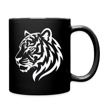 Tiger Line Head Silhouette Powerful - Full Colour Mug - black - Right