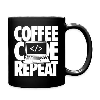Coffee Code Repeat Programmer - Full Colour Mug - black - Right
