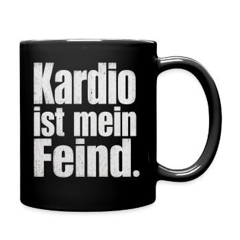 Kardio ist mein Feind Fitness Spruch Gym - Tasse einfarbig - Schwarz - Rechts