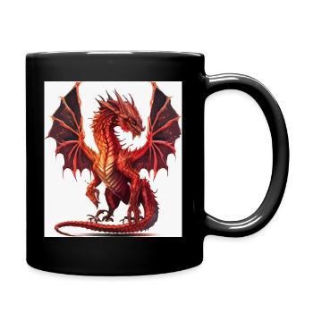Aquarelle du Dragon Rouge Feu - Mug uni - noir - Droite