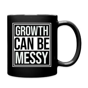 Growth Can Be Messy Personal Growth Quote Logo - Full Colour Mug - black - Right