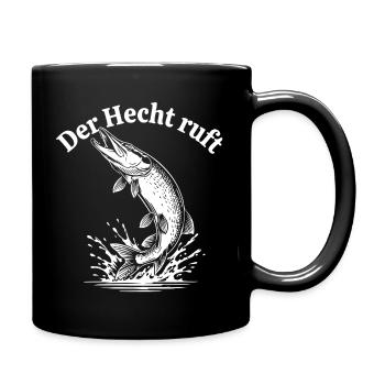 Der Hecht ruft – Spritzige Pike Illustration - Tasse einfarbig - Schwarz - Rechts