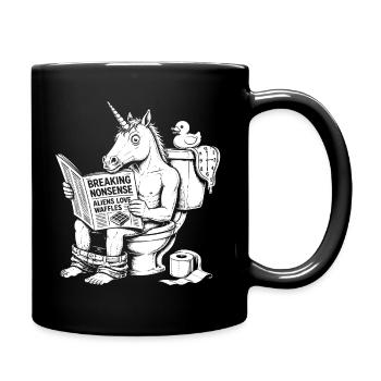 Nonsens Motiv mit Einhorn - Tasse einfarbig - Schwarz - Rechts