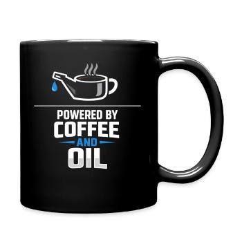 Powered By Coffee And Oil Schrauber Spruch Kaffee - Tasse einfarbig - Schwarz - Rechts