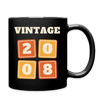 Vintage 2008 Retro Jahrgang 18. Geburtstag Geschen - Tasse einfarbig - Schwarz - Rechts