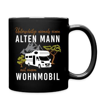 Unterschätze niemals alten Mann mit Wohnmobil - Tasse einfarbig - Schwarz - Rechts