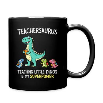 Teachersaurus Teacher Humor with Little Dinosaur - Full Colour Mug - black - Right