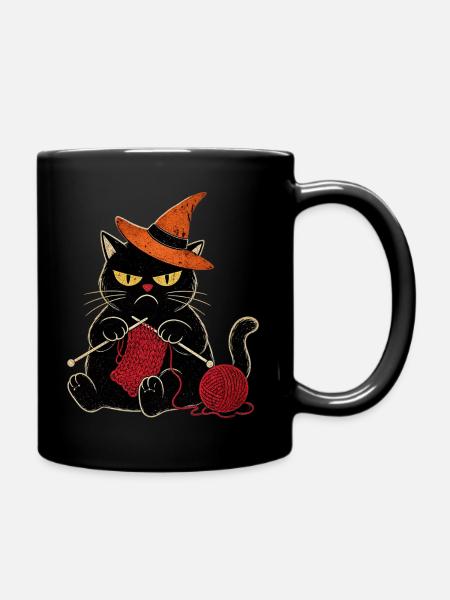 Halloween grumpy  Katze für Katzenliebhaber - Tasse einfarbig - Schwarz