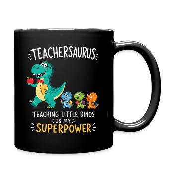 Teachersaurus Teacher Humor with Little Dinosaur - Full Colour Mug - black - Right