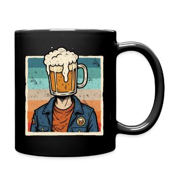 Vintage Beer, Beer Lover, Beer Drinking Head, - Full Colour Mug - black - Right