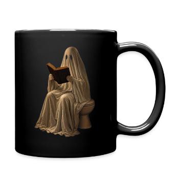 Geist Liest Buch Klo Hoodie Halloween Retro - Tasse einfarbig - Schwarz - Rechts
