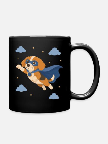 Beagle Superheld mit Umhang - Tasse einfarbig - Schwarz