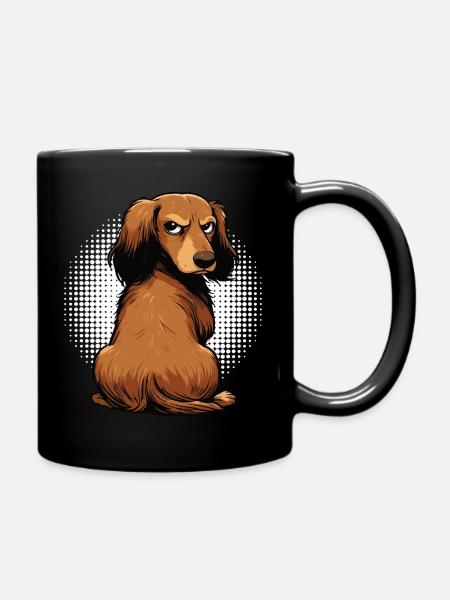 Langhaardackel Dackel Dackelhalter Teckel Tekkel - Tasse einfarbig - Schwarz