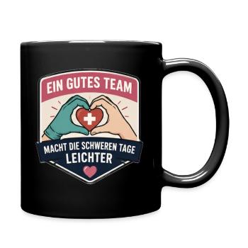 Team stärkt schwere Tage - Tasse einfarbig - Schwarz - Rechts