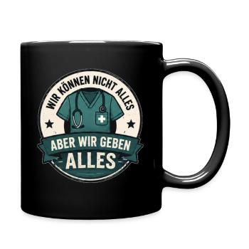 Wir geben alles Mediziner Badge - Tasse einfarbig - Schwarz - Rechts