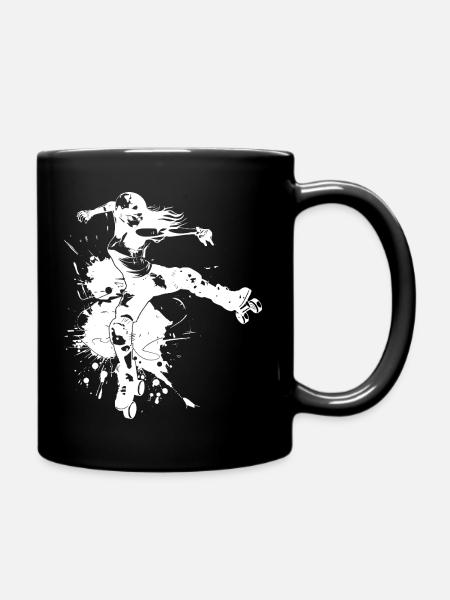 Rollschuh Mädchen Streetart - Tasse einfarbig - Schwarz