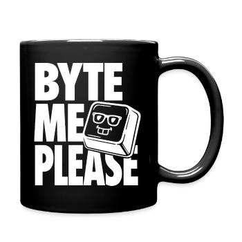Byte Me Please – Computer Nerd Wortspiel - Tasse einfarbig - Schwarz - Rechts