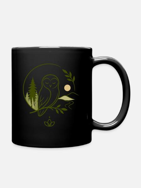 Eule Ruhe Natur - Tasse einfarbig - Schwarz