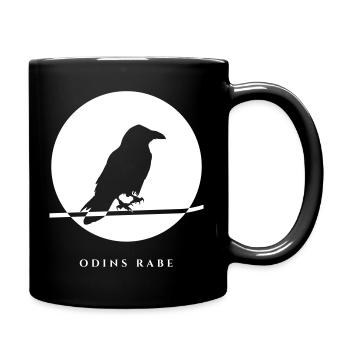 Odins Rabe vor Vollmond – Wikinger Rabe - Tasse einfarbig - Schwarz - Rechts