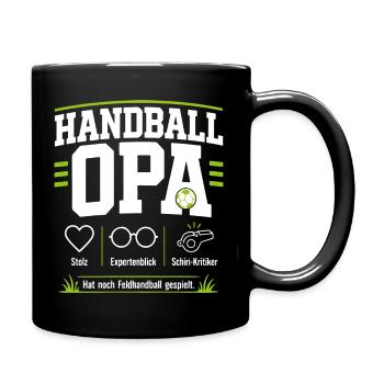 Handballopa Geschenk – Stolz & Expertenblick - Tasse einfarbig - Schwarz - Rechts