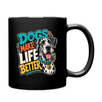 Dogge - Tasse einfarbig - Schwarz - Rechts