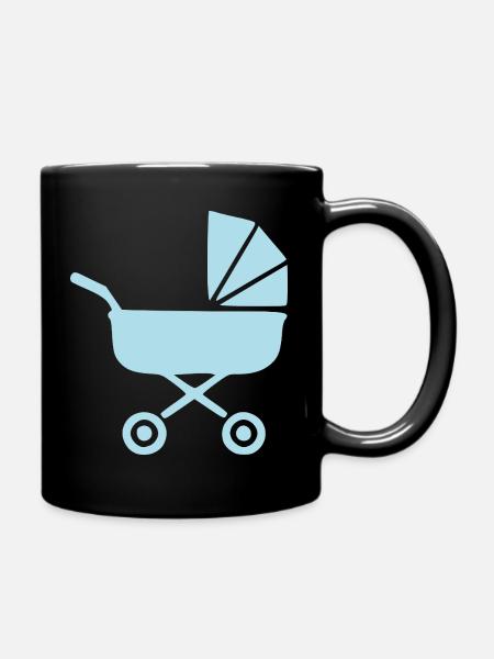 Blauer Kinderwagen Baby Geburt Geschenk  - Tasse einfarbig - Schwarz