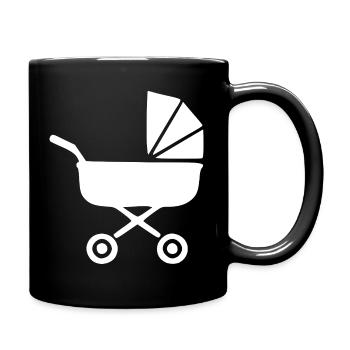 Weißer Kinderwagen Baby Geburt Junge Mädchen  - Tasse einfarbig - Schwarz - Rechts