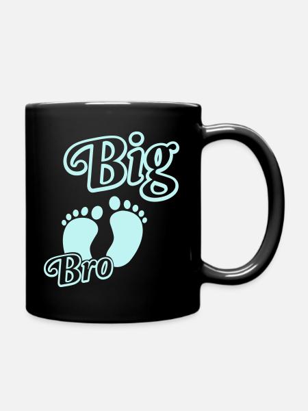 Großer Bruder mit Babyfüßen - Tasse einfarbig - Schwarz