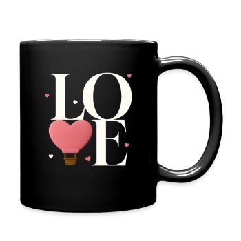 Love Heißluftballon Herz Liebe Valentinstag - Tasse einfarbig - Schwarz - Rechts