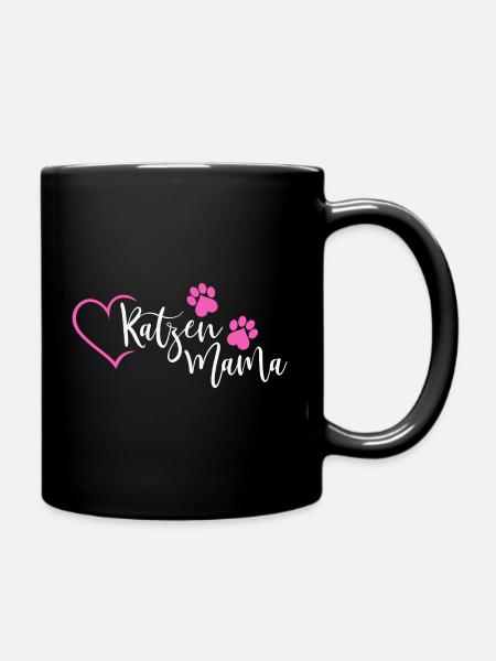 Katzenmama Katzen Mama - Tasse einfarbig - Schwarz