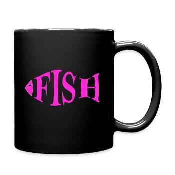 Fisch pink - Tasse einfarbig - Schwarz - Rechts