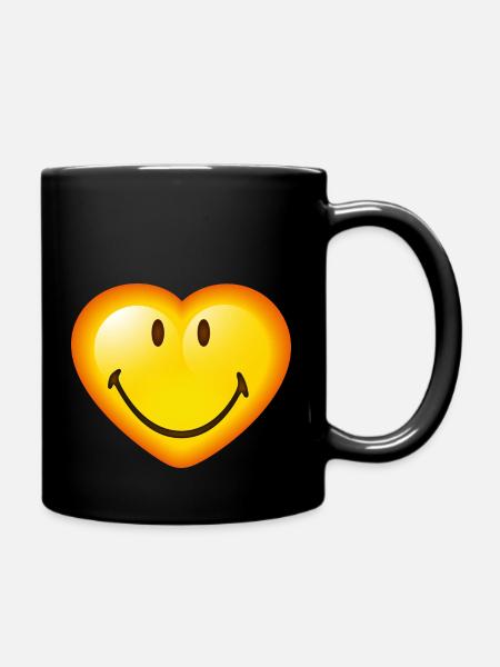 Smiley Glossy Heart - Tasse einfarbig - Schwarz