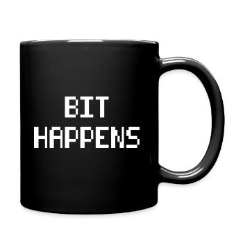 Computer Science Pun BIT HAPPENS Computer Scientist T-Shirt - Full Colour Mug - black - Right