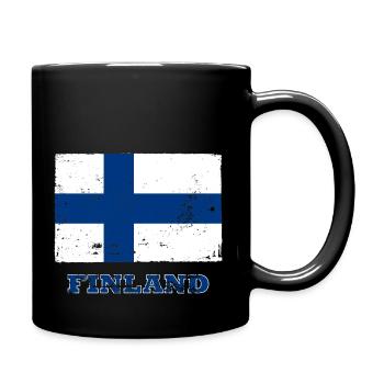 Flag of Finland, Finnish flag - Full Colour Mug - black - Right