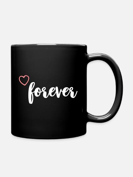 herz forever - Tasse einfarbig - Schwarz