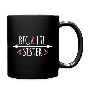 Big Lil Sis Große Kleine Schwester Schwestern Herz - Tasse einfarbig - Schwarz - Rechts