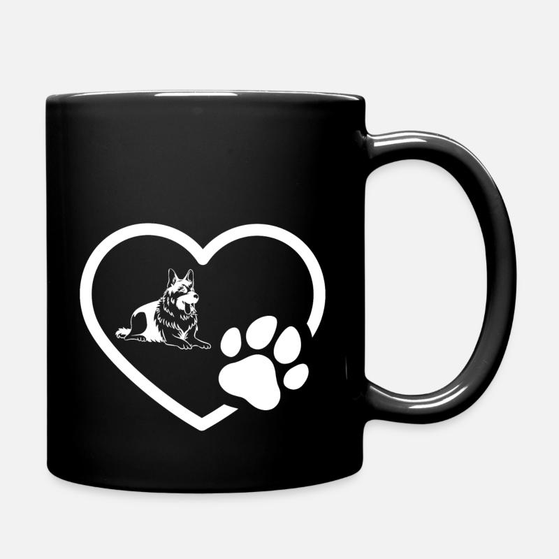Schäferhund mit Herz Pfote Geschenk - Tasse einfarbig - Schwarz