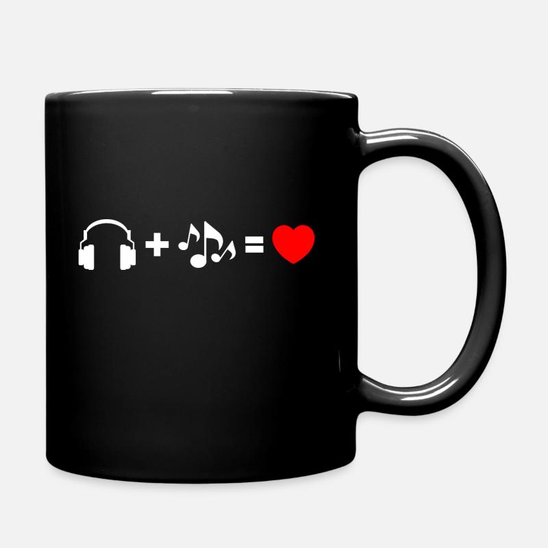 Musik Liebe Headphone Noten Melodie Herz Geschenk - Tasse einfarbig - Schwarz