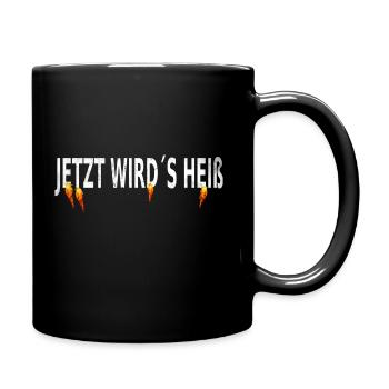 Jetzt wird es heiß, cooler Spruch Feuerwehr Flirt - Tasse einfarbig - Schwarz - Rechts