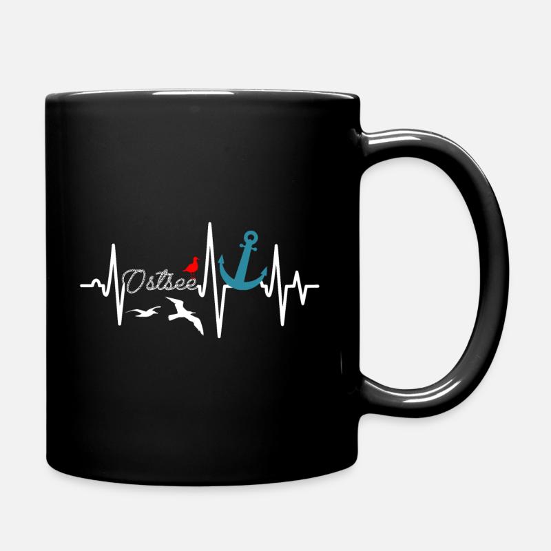 Ostsee Heartbeat Anker - Maritim - Tasse einfarbig - Schwarz