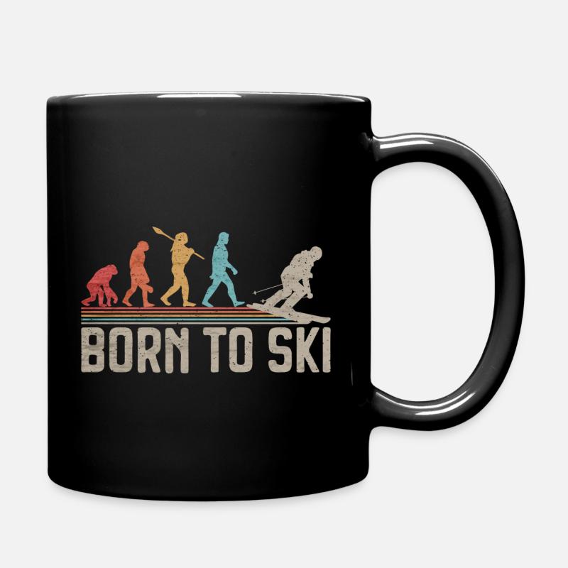 Born To Ski Evolution of Man Geschenk für Skifahrer - Tasse einfarbig - Schwarz