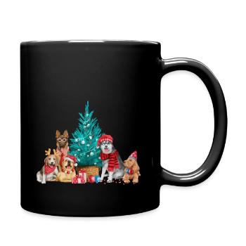 Merry Christmas Dogs - Tasse einfarbig - Schwarz - Rechts