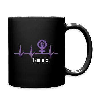 Feminist Heart Curve - Pulse Women's Power Feminism - Full Colour Mug - black - Right
