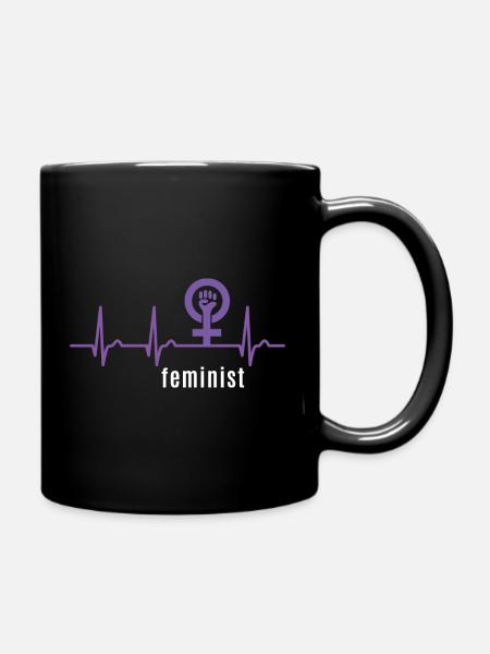 Feminist Herzkurve - Puls Frauenpower Feminismus - Tasse einfarbig - Schwarz