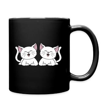 Süße weiße Katzen Katzenbesitzerin Kätzchen Katze - Tasse einfarbig - Schwarz - Rechts