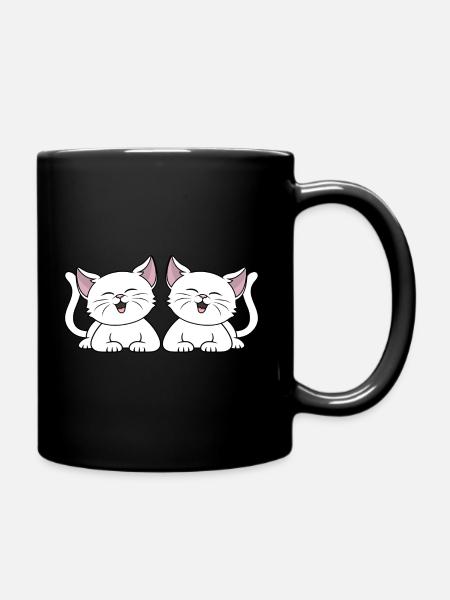 Süße weiße Katzen Katzenbesitzerin Kätzchen Katze - Tasse einfarbig - Schwarz