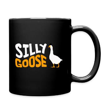 Silly Goose with a hat - Full Colour Mug - black - Right