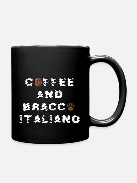 Kaffee und Bracco Italiano - Tasse einfarbig - Schwarz