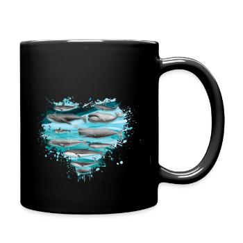 Whale Lover Ocean Heart Animal - Full Colour Mug - black - Right