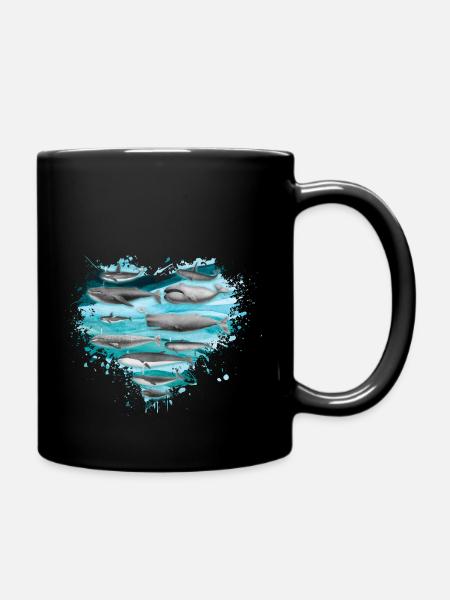 Whale Lover Ocean Heart Animal - Full Colour Mug - black